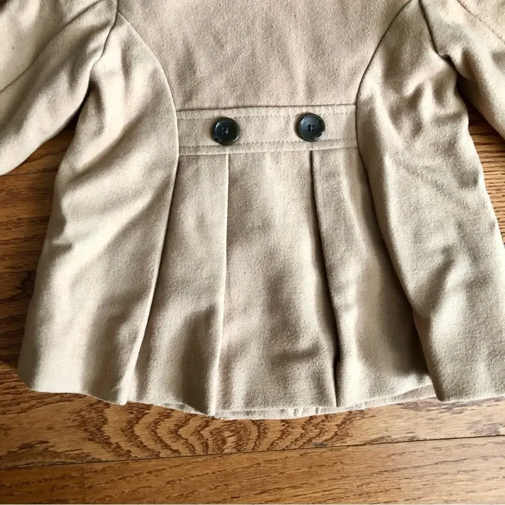 Old Navy Double Breasted Camel Tan Wool Peacoat Toddler Girl Size 18-24 Months